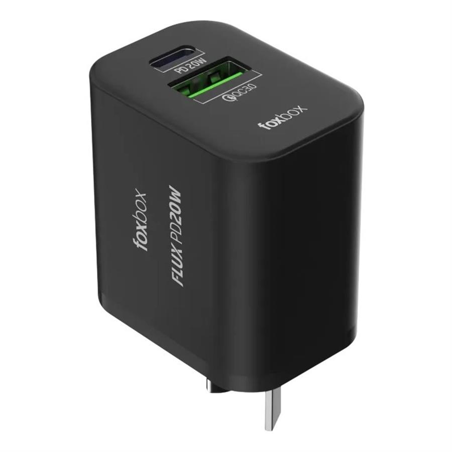CARGADOR FOXBOX FLUX 20W NEGRO CON CABLE PRISM TYPE C