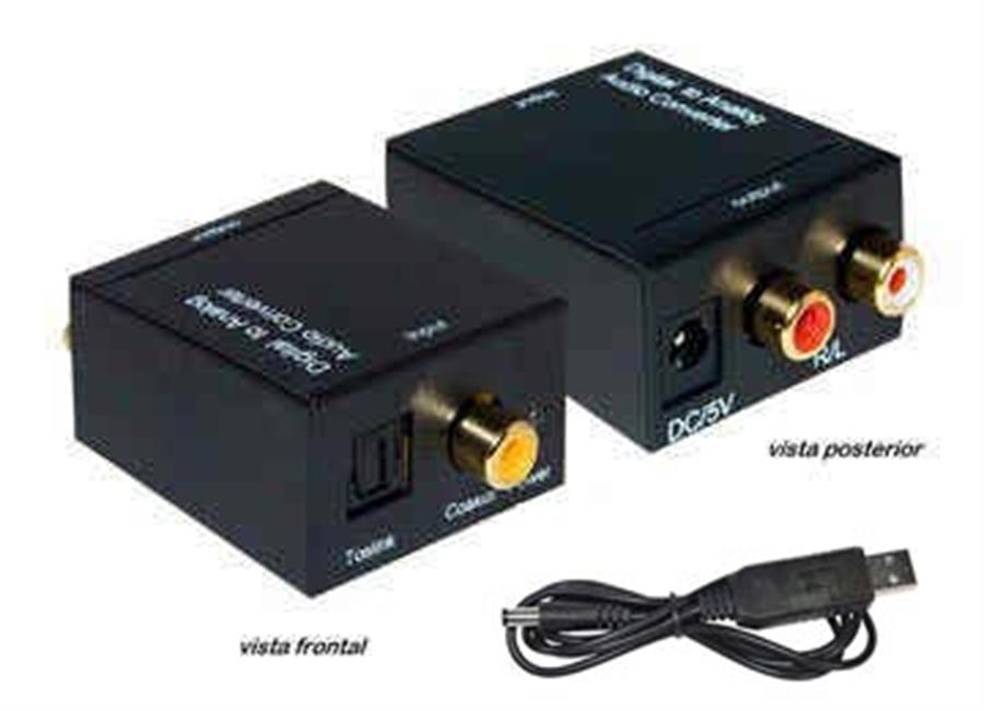 CONVERSOR AUDIO DIGITAL OPTICO A RCA H - ADAPTADOR ENTRADA OPTICA SALIDA RCA - TOSLINK - NO INCLUYE CABLE OPTICO NI TRANSFORMADOR 5V 2A