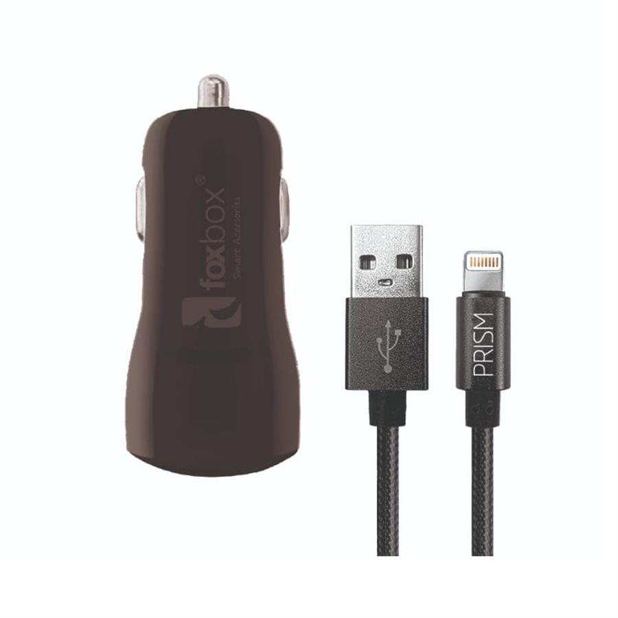 Cargador Para Auto Foxbox Way Qc-con Cable ligtning negro