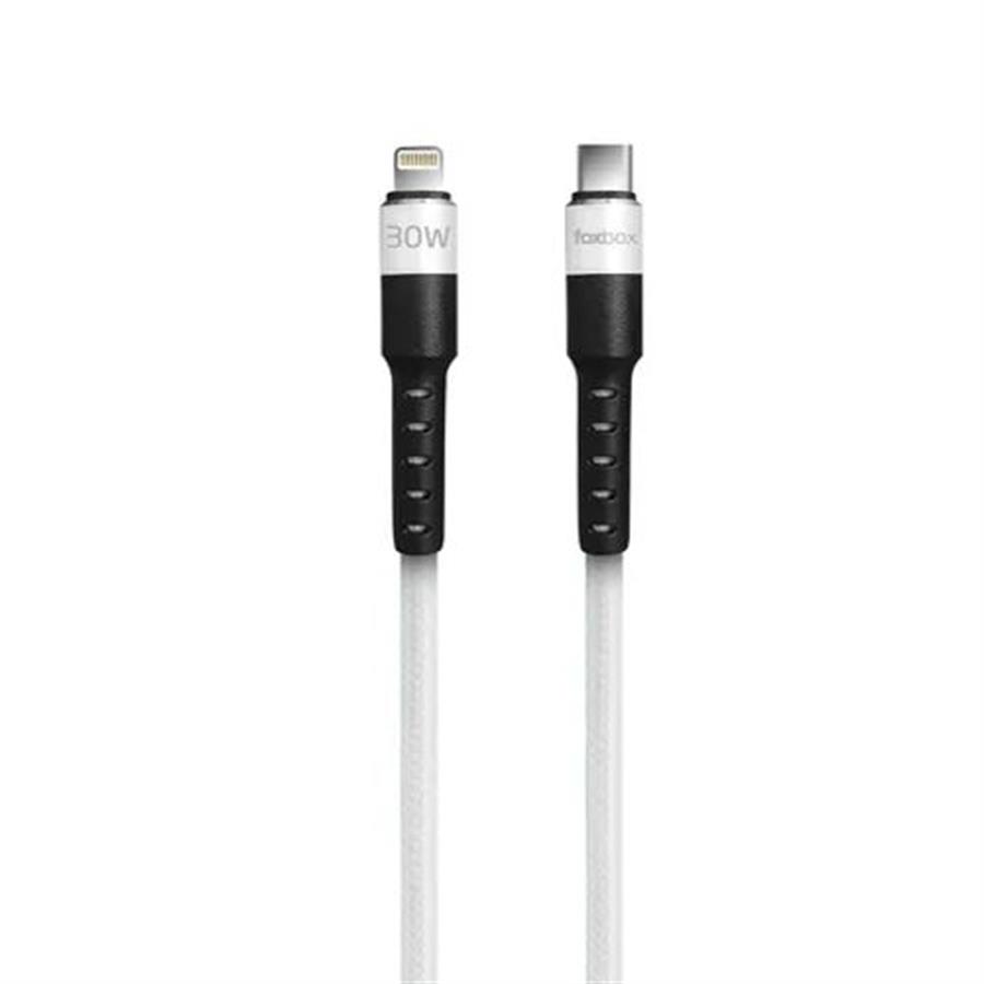 Cable Foxbox ROUND PRO lighting a tipo c BLANCO 1.25mt